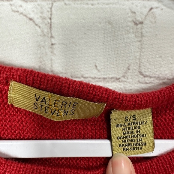 Valerie Stevens oversized Sweater batwing sleeves fringe accent red, sz S, GUC - Picture 2 of 6